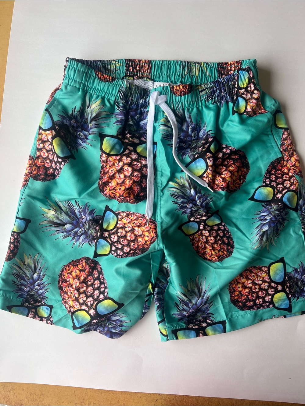 Turquoise Pineapple Print Swim Shorts